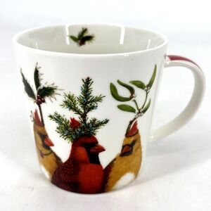 Vicki Sawyer Christmas Birds Cup Mug New Bone China PPD "Holiday Party" Cardinal